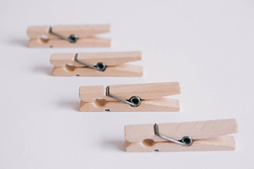 Set of clothespins isolated on white background