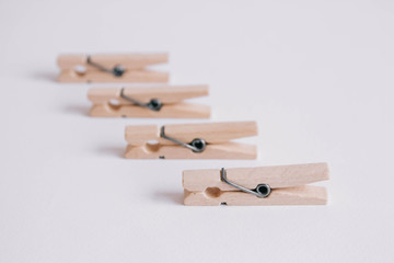 Set of clothespins isolated on white background