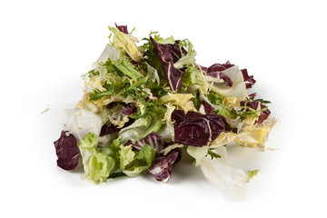 Mix of ornamental lettuce on a white background