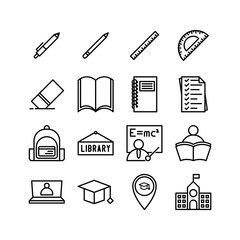 Set Of School Icon. education vector for element design isolated