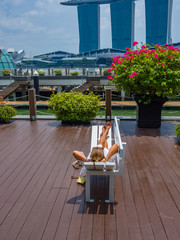 Woman in the marina bay area