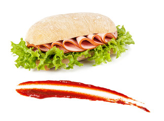 Sandwich with ham and decorative lettuce (view from a different angle in the portfolio)