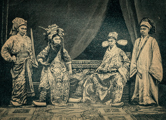 Street and People's Life in China: Actors in Stage Costume - Illustration from 1894 - 284282636