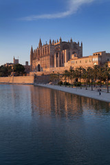 Palma de Mallorca Spain cathedral. Reflection. Baleares