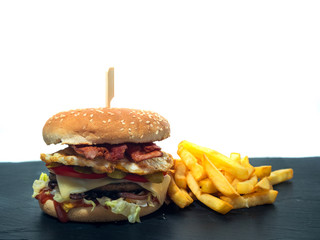 Big tasty hamburger or cheeseburger