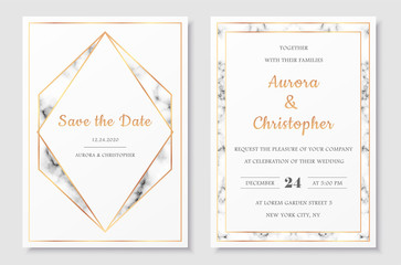 Wedding invitation collection with save the date card vector templates.