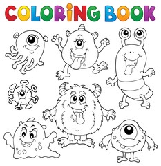 Jeu de thème de monstres de livre de coloriage 1