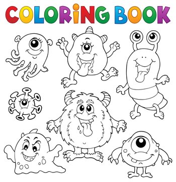 Coloring book monsters theme set 1
