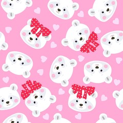 Seamless pattern with cute polar bears. Print for fabric and textile.