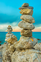 Fototapeta na wymiar Stones balance and wellness retro spa concept