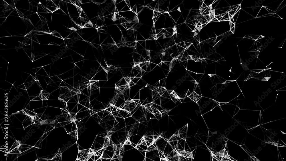 Poster abstract geometric background with moving lines, dots and triangles. cyberspace grid net polygonal w