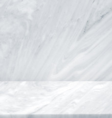 Obraz premium White Marble product stand, Marbling floor background top view for display your packaging or mock-up design template.