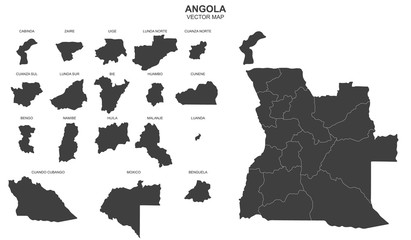 map of Angola on white background