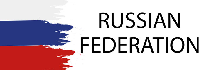 Country Flags -Russian Federation- Brush Strokes Painted Flag with White Background
