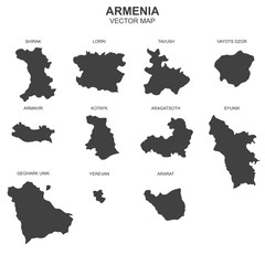 Obraz premium vector map of Armenia on white background