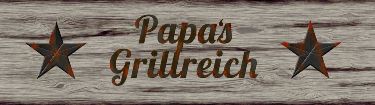 Papa's Grillreich Holzschild