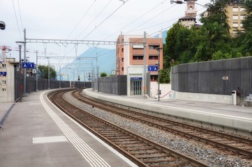 Fototapeta na wymiar Railway station Lugano-Paradiso (S. Salvatore) in the city of Lugano.