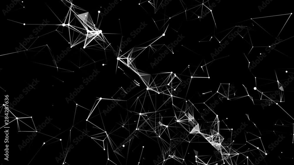 Poster geometric abstract composition with dots, lines, triangles. plexus fantasy abstract technology and m