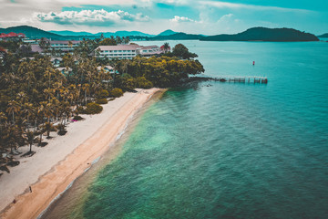 Phuket beach aerial view from above in Thailand