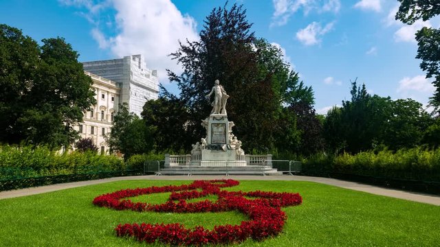 The Mozart memorial monument in burggarten, Vienna (Austria)