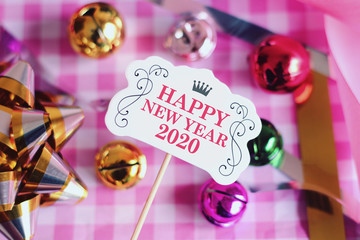 Happy new year 2020 with colorful decoration.