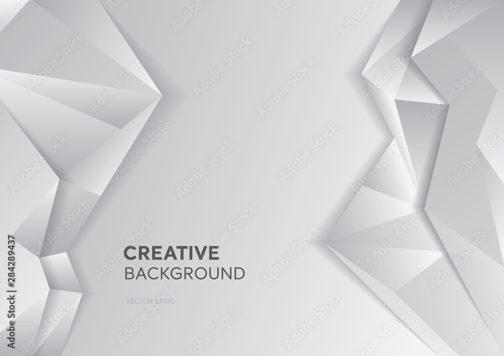 Wall mural gradient white gray background with abstract polygon at borders