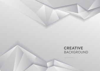 Gradient white gray background with abstract polygon at borders