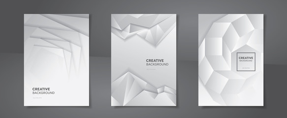 Set of gradient white gray abstract backgrounds