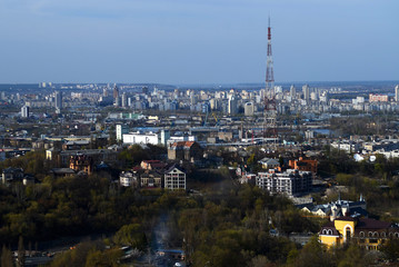 Obraz premium April 13, 2015 - Panorama of Kyiv from the height of a bird's flight. Kyiv, Ukraine