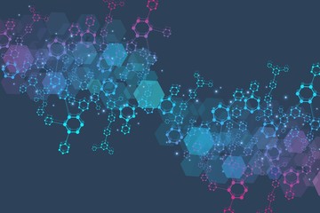 Hexagonal abstract background. Big Data Visualization. Global network connection. Medical, technology, science background. Vector illustration.