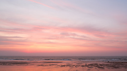 Fototapeta na wymiar Dawn colours over Brora beach