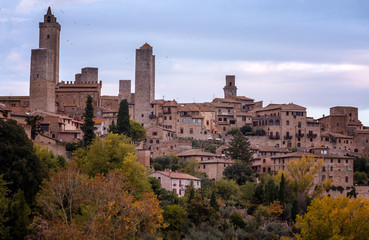 View of the towers of the old city, Tuscany, Italy.