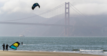 kite surfing on the beach