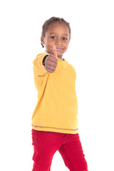 little boy posing isolated in white