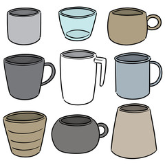 vector set of beverage cup