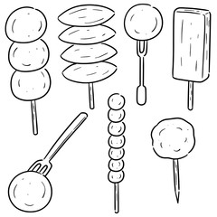 vector set of meatball, fish ball, pork ball and shrimp ball
