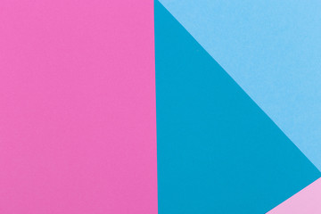 Paper pink, blue, pastel empty background, geometrically located. Color blank for presentations, copy space.