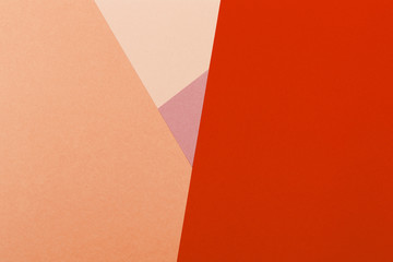 Paper red, orange, pastel empty background, geometrically located. Color blank for presentations, copy space.