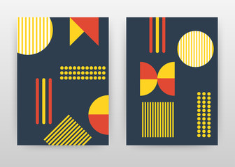 Geometric round yellow red dotted elements design for annual report, brochure, flyer, poster. Geometric background vector illustration flyer, leaflet, poster. Business abstract A4 brochure template.