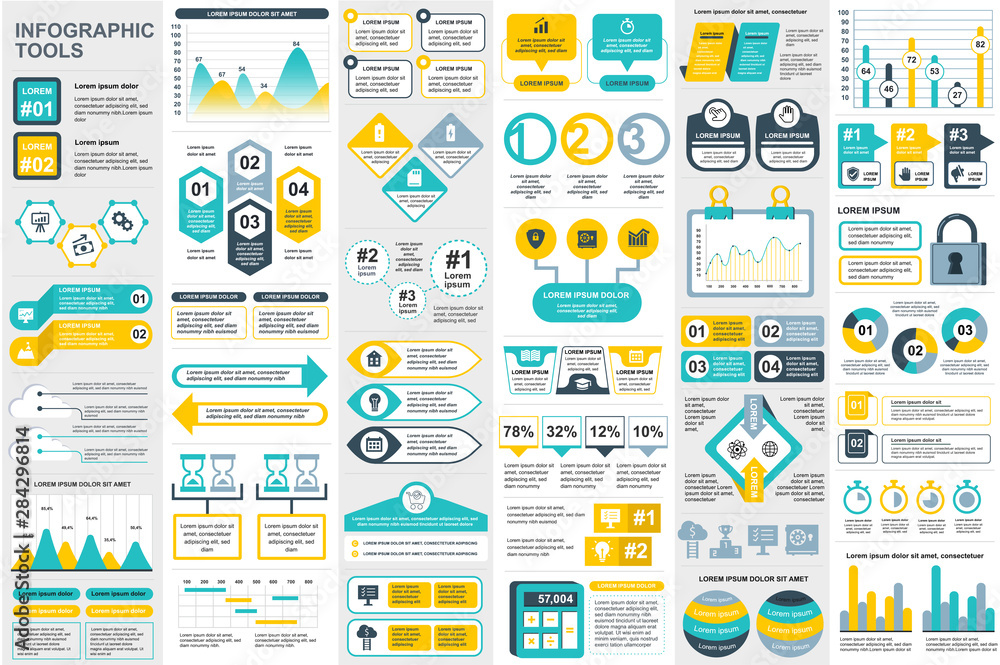 Aufkleber Infographic elements data visualization vector design template. Can be used for steps, options, business processes, workflow, diagram, flowchart concept, timeline, marketing icons, info graphics.