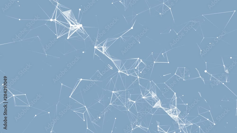 Poster technology, business and communications background. animation of rotating with plexus particles arou