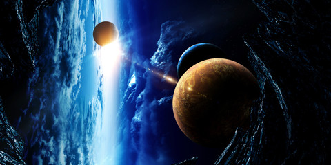 Abstract planets and space background