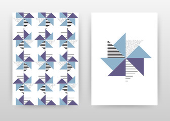 Geometric blue purple triangles seamless design for annual report, brochure, flyer, poster. Seamless background vector illustration for flyer, leaflet, poster. Business abstract A4 brochure template.