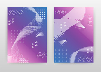 Geometric white waved lines on purple blue design for annual report, brochure, flyer, poster. Colorful background vector illustration for flyer, leaflet, poster. Abstract A4 brochure template.