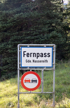 sign fernpass  in Austria