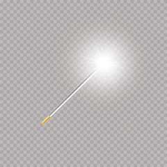 Magic wand. Vector illustration. Isolated on black transparent background.