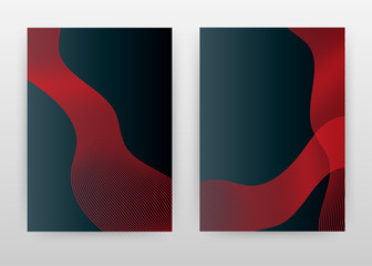 Red waved lines on black design for annual report, brochure, flyer, poster. Abstract red wave lines background vector illustration for flyer, leaflet, poster. Business abstract A4 brochure template.