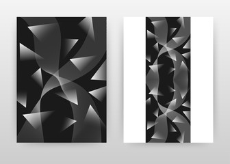 White abstract shapes on black design for annual report, brochure, flyer, poster. Black background vector illustration for flyer, leaflet, poster. Business abstract A4 brochure template.