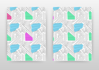 Blue, green, pink lined design for annual report, brochure, flyer, poster. Abstract seamless texture background vector illustration for flyer, leaflet, poster. Business abstract A4 brochure template.