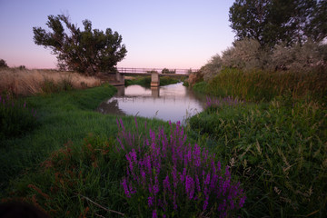 Bridges passing through the Jalon river in Torres de Berrellen Zaragoza Spain